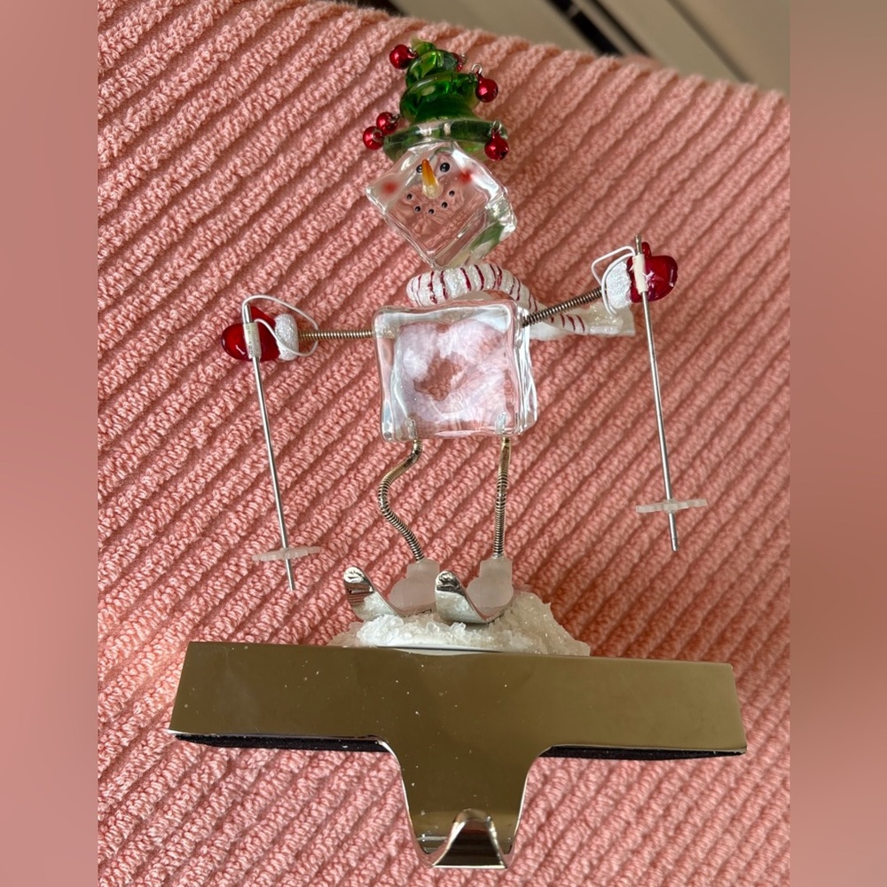 Department 56 Ice Cube Snowman Skier Stocking Holder/Hanger